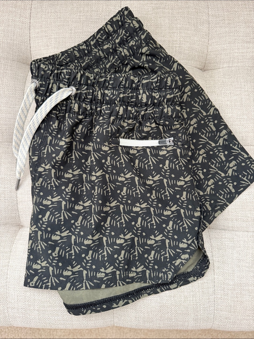 Vuori Olive Green Printed Athletic Shorts